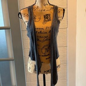 Chaser collection Gray Sleeveless Open Front Cardigan/vest size M